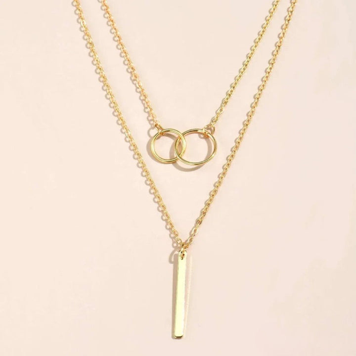 Delia | Retro Gold Double Circle Pendant Necklace