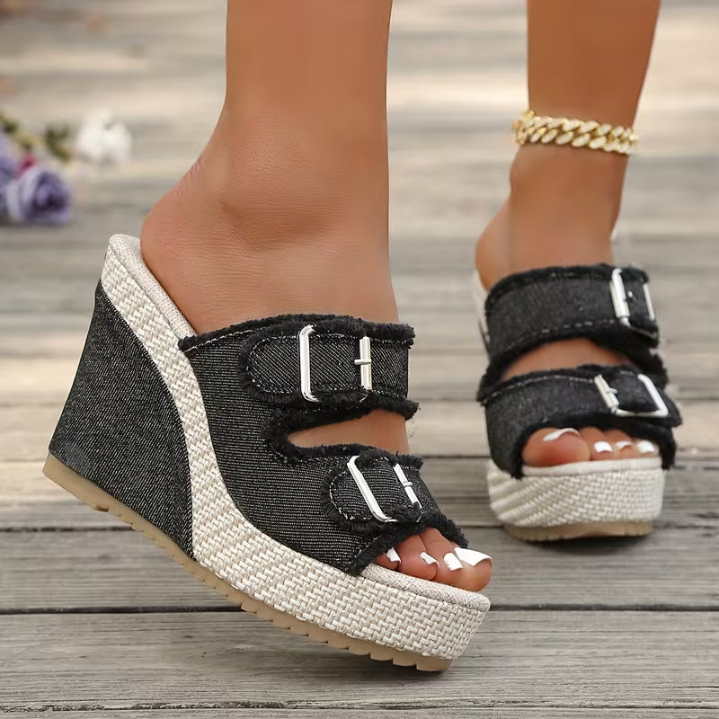 Atelier | Wedge Sandals with Frayed Edge
