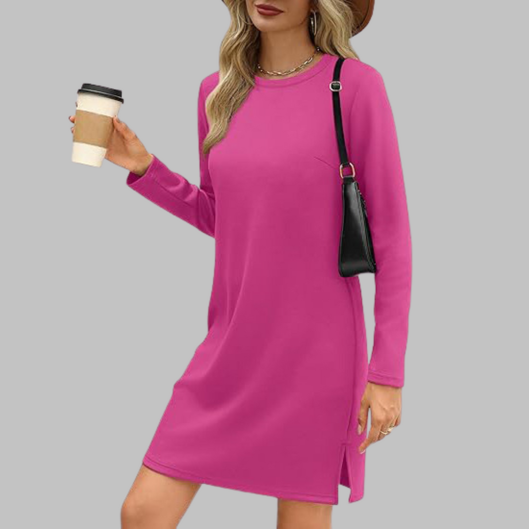 Alaya™ | Comfortable Long Sleeve Round Neck Dress