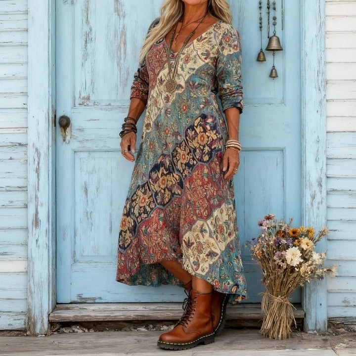 Therese | Long Sleeve Printed Relaxed Dress