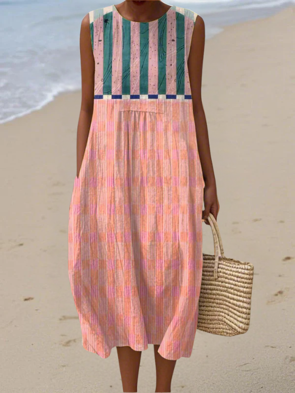 Lily | Midi Dress with Pastel Stripes