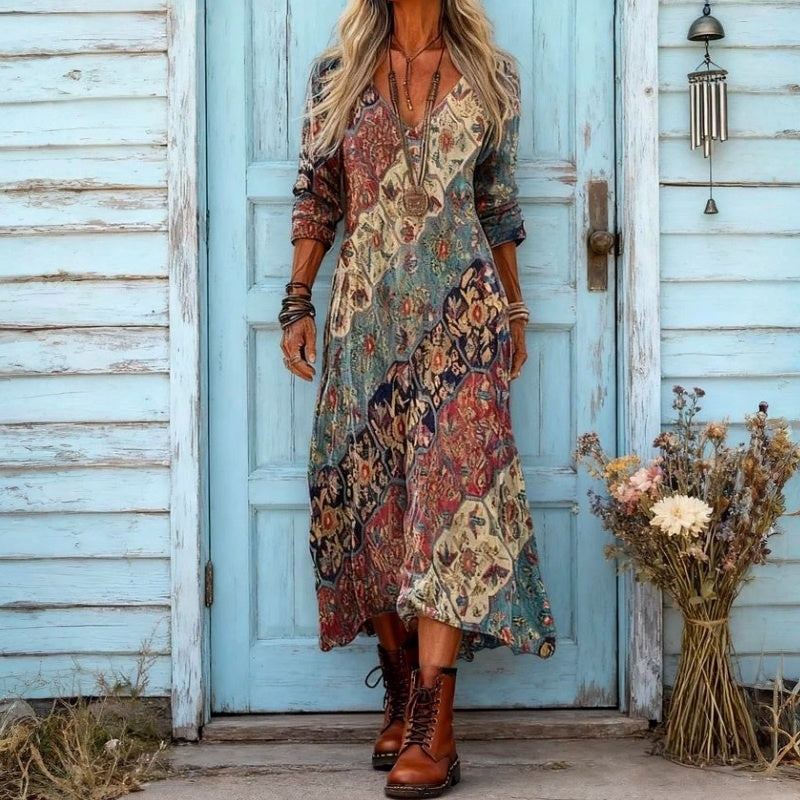 Therese | Long Sleeve Printed Relaxed Dress
