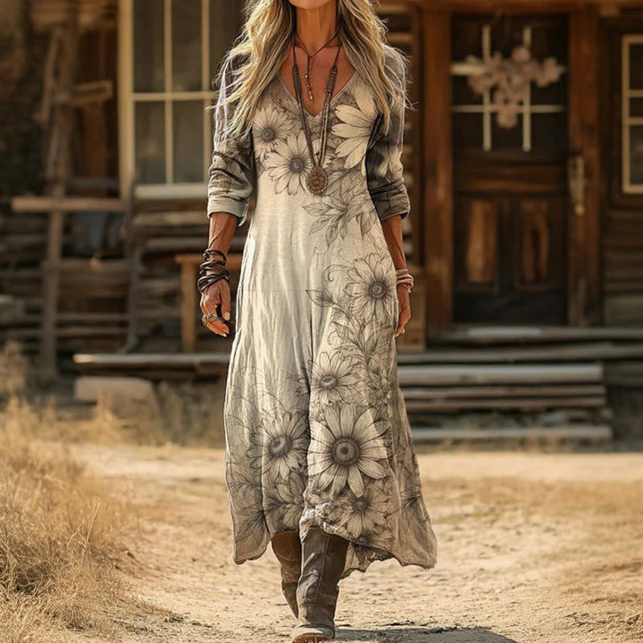 Gwyneth | Long Sleeve Casual Floral Dress