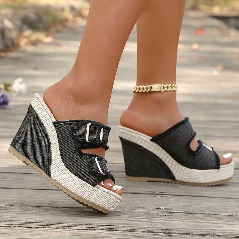Atelier | Wedge Sandals with Frayed Edge