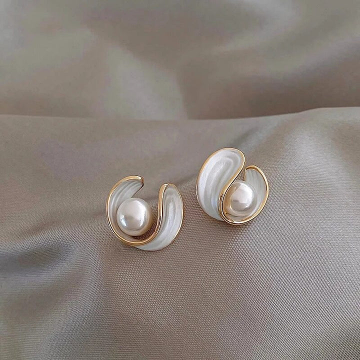 Angie | Luxury White Pearl Earrings