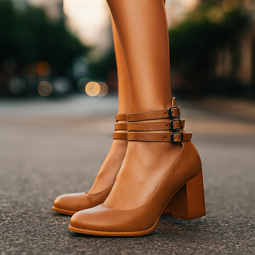 Aurelia | Premium Leather Block Heel Pump