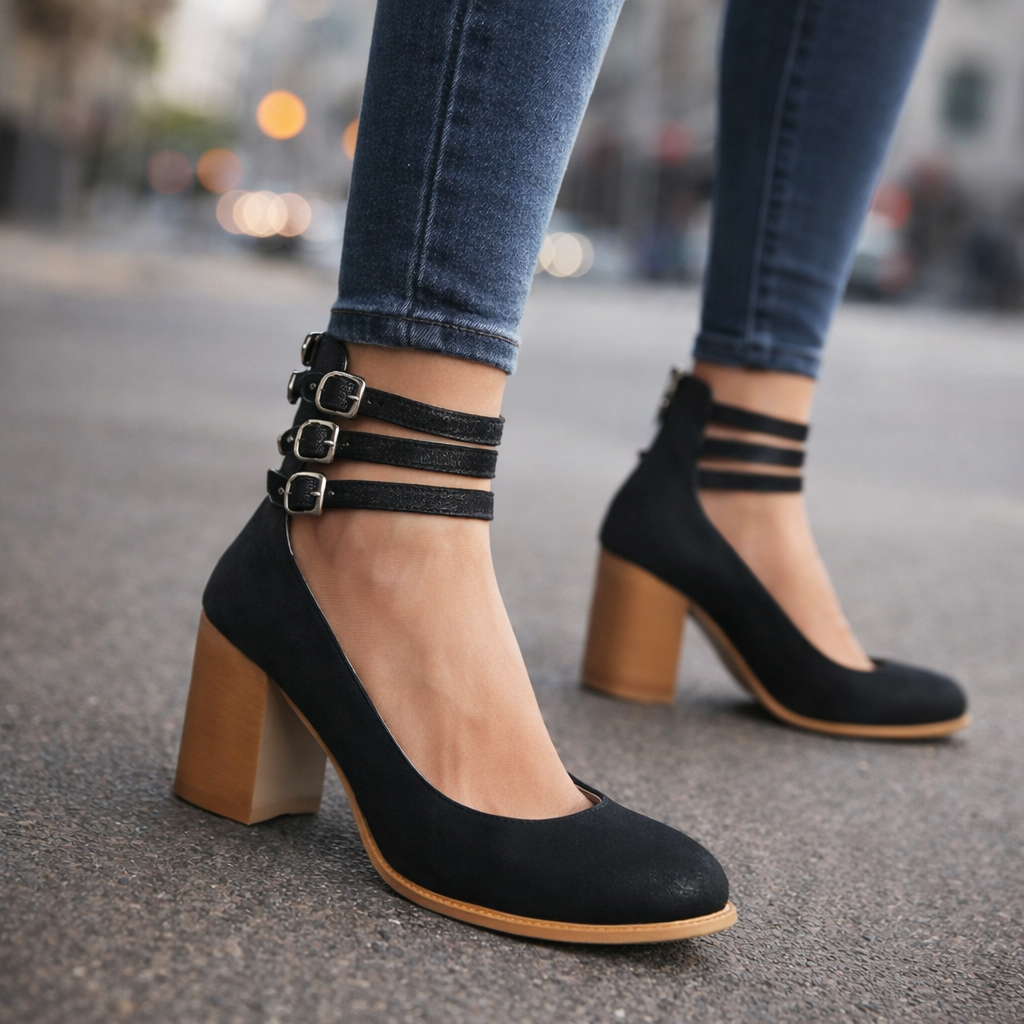 Aurelia | Premium Leather Block Heel Pump