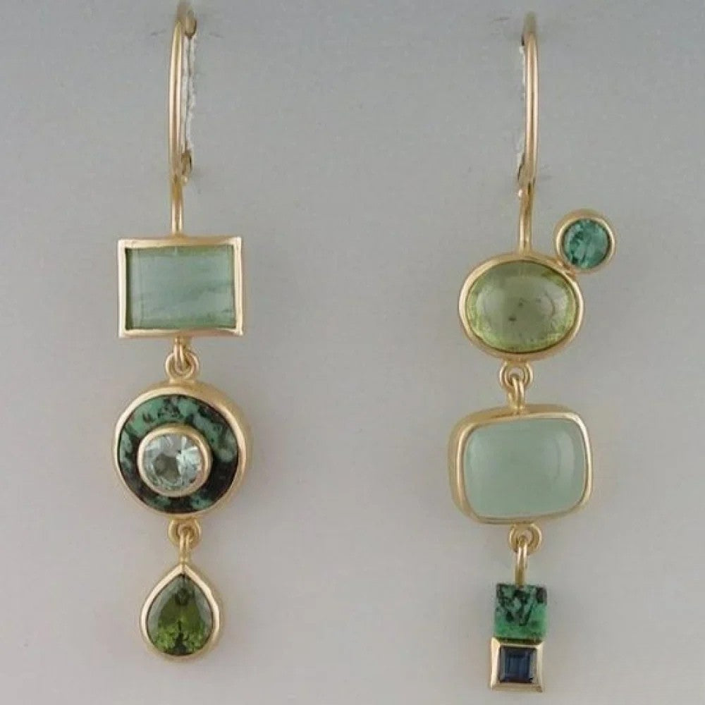 Alexandra | Retro Green Drop Earrings