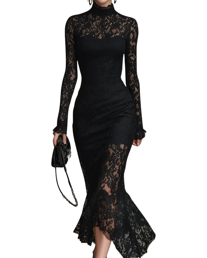 Aurore | Black Lace Maxi Dress