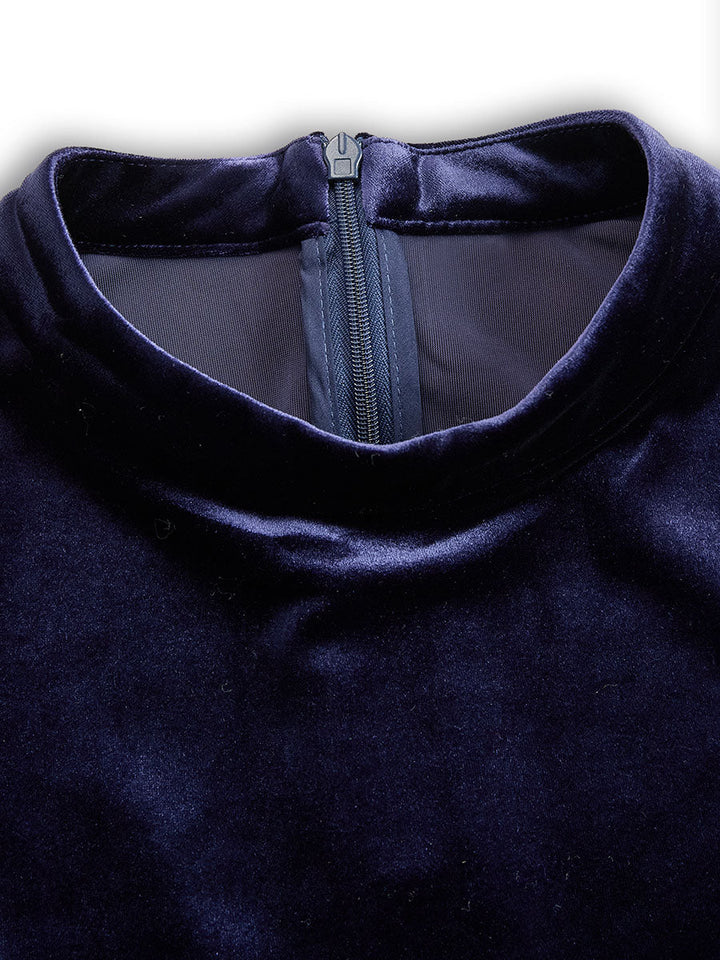 Lochboisdale | Navy Blue Long-Sleeve Midi Dress