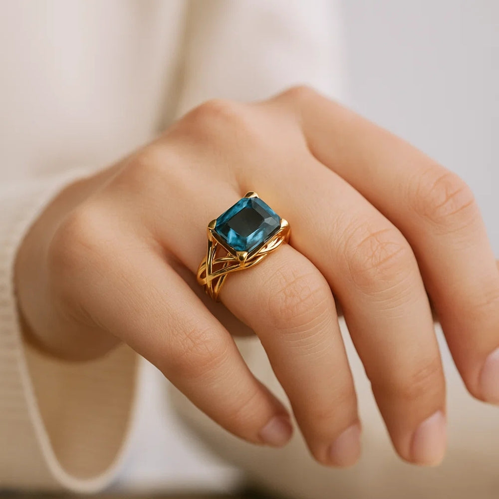 Melissa | Vintage Gold Blue Zirconia
