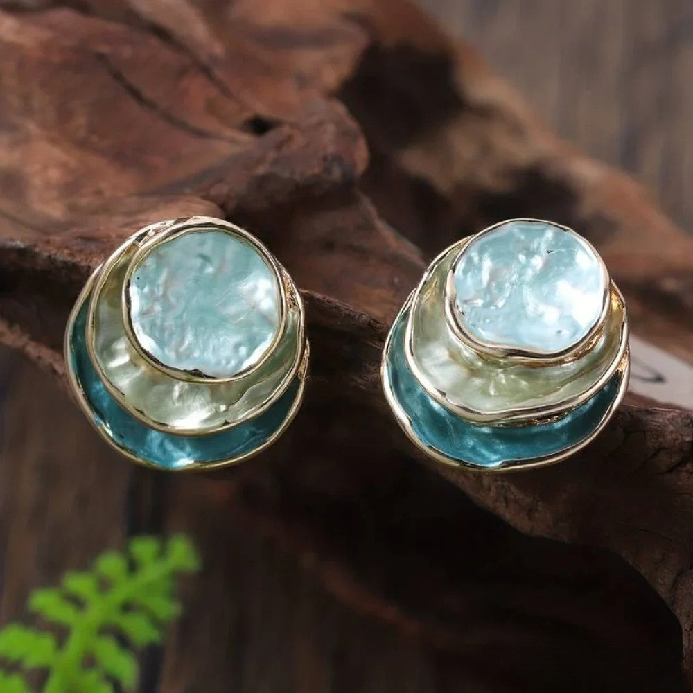 Bernadette | Vintage Hand-Painted Multi-Layer Round Earrings