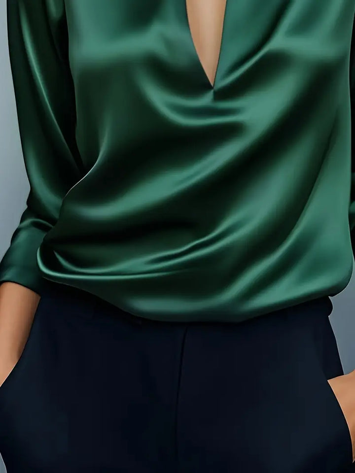Eva™ | Premium V-Neck Satin Blouse