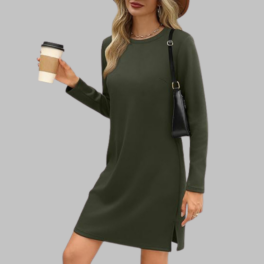 Alaya™ | Comfortable Long Sleeve Round Neck Dress