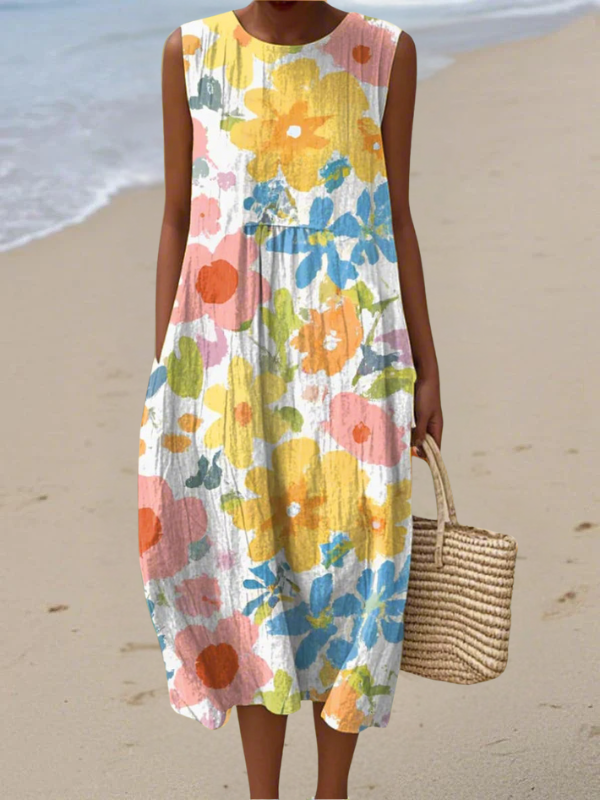 Ella | Midi Dress with Pastel Flowers