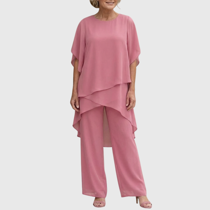 Linda™ | Suit with Draped Palazzo Pants