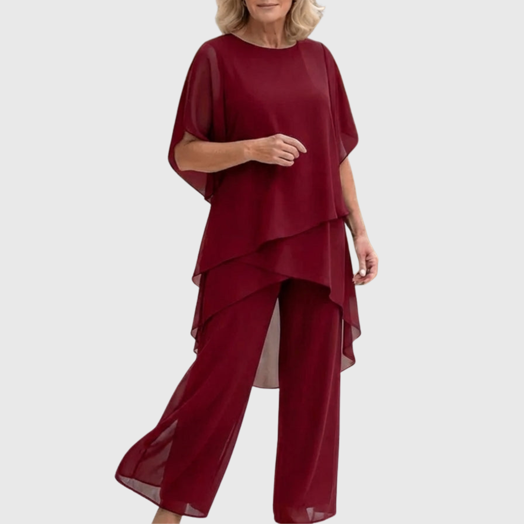 Linda™ | Suit with Draped Palazzo Pants