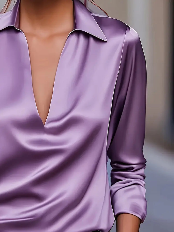 Eva™ | Premium V-Neck Satin Blouse