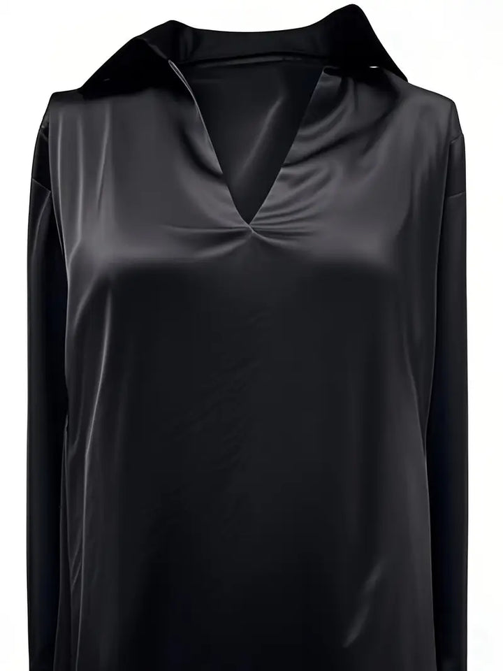 Eva™ | Premium V-Neck Satin Blouse
