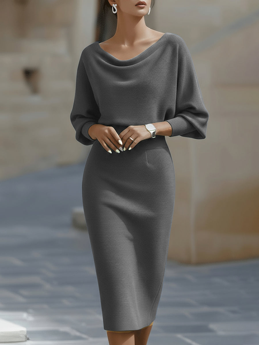 Ballachulish | White Draped Batwing Midi Dress