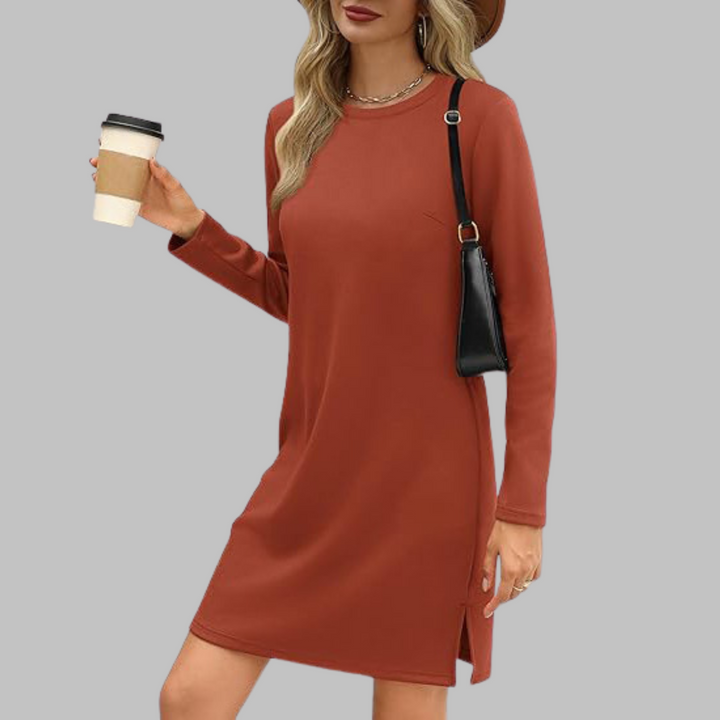 Alaya™ | Comfortable Long Sleeve Round Neck Dress