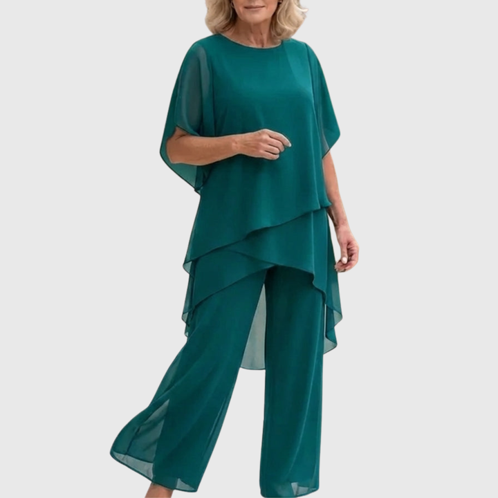 Linda™ | Suit with Draped Palazzo Pants