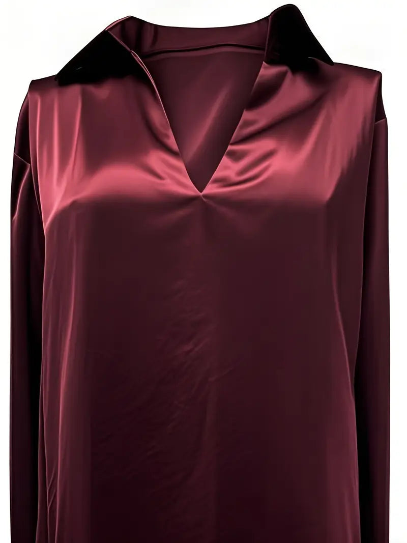 Eva™ | Premium V-Neck Satin Blouse