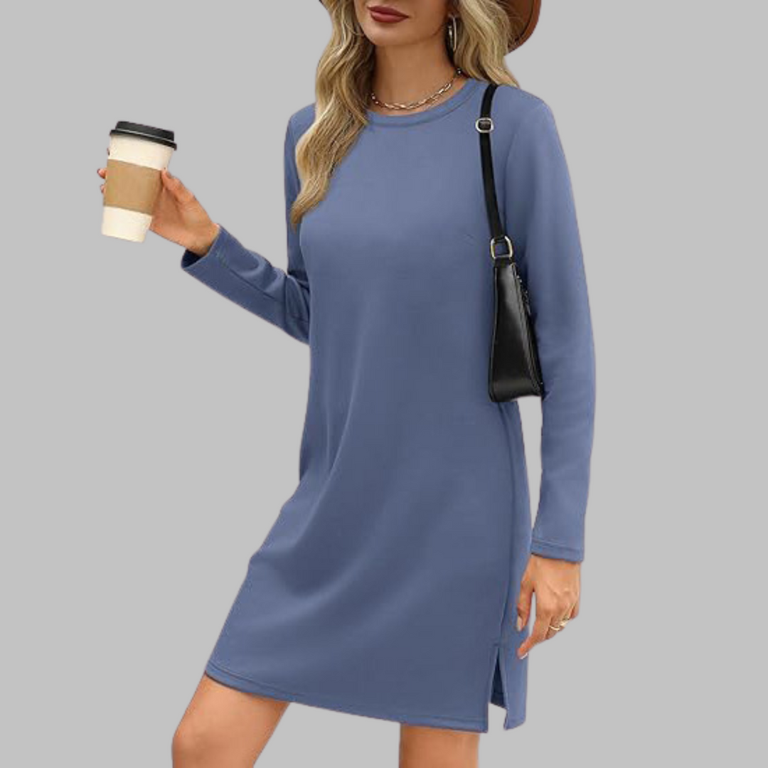 Alaya™ | Comfortable Long Sleeve Round Neck Dress