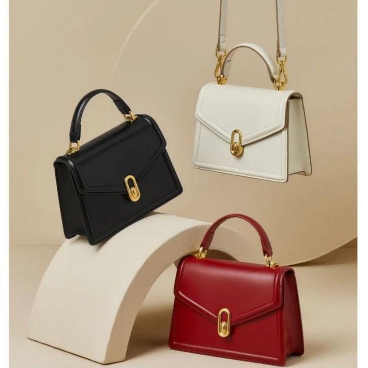 Elena | Structured Women's Handbag with Top Handle & Gold Closure – Elegant City Bag