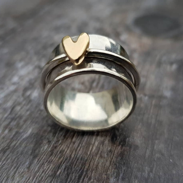 Evie | Golden Heart Silver Ring