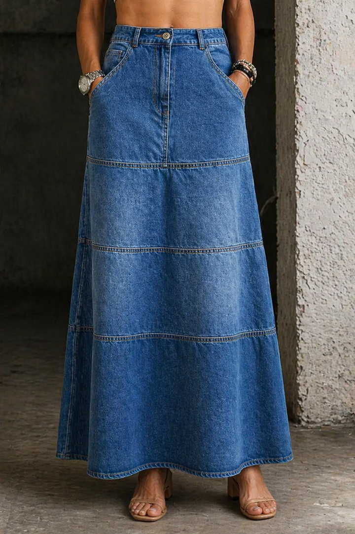 Maria | Mid-Length Denim Skirt