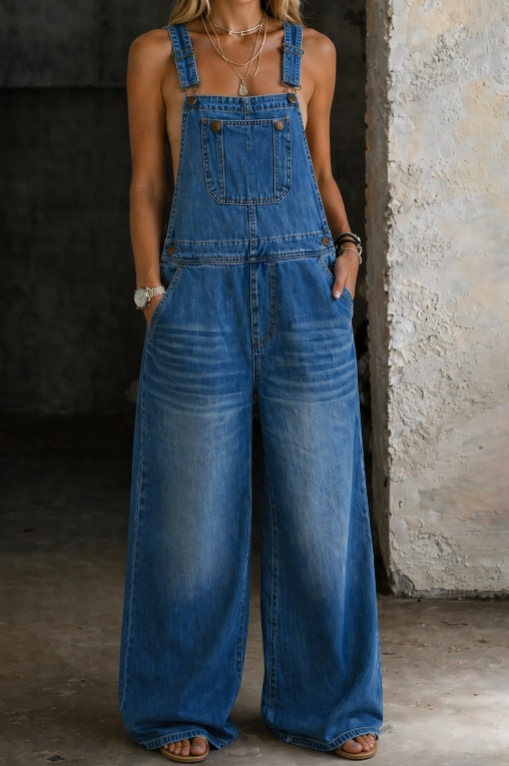 April | Denim Jumpsuit with Elastic Waist