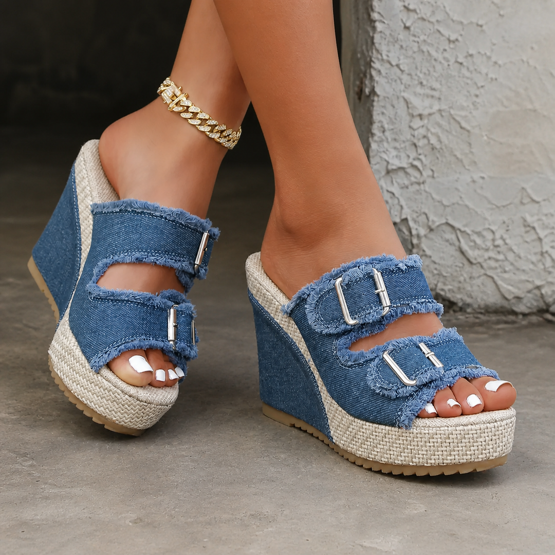 Atelier | Wedge Sandals with Frayed Edge