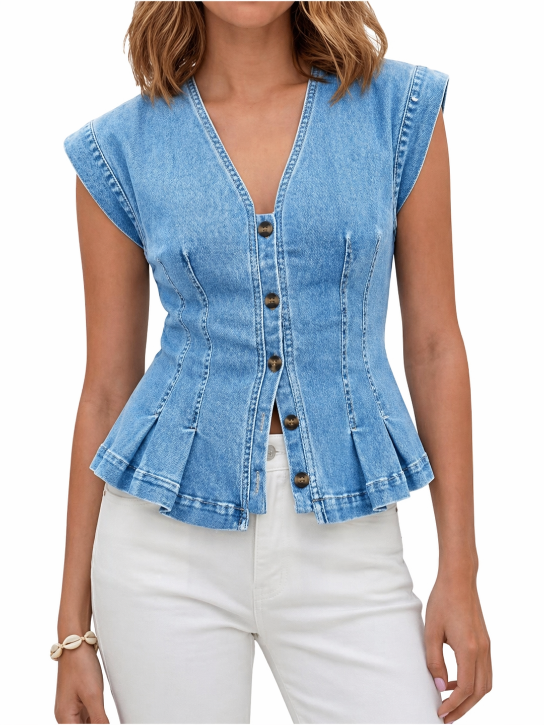 Vera | Denim Top with V-Neck