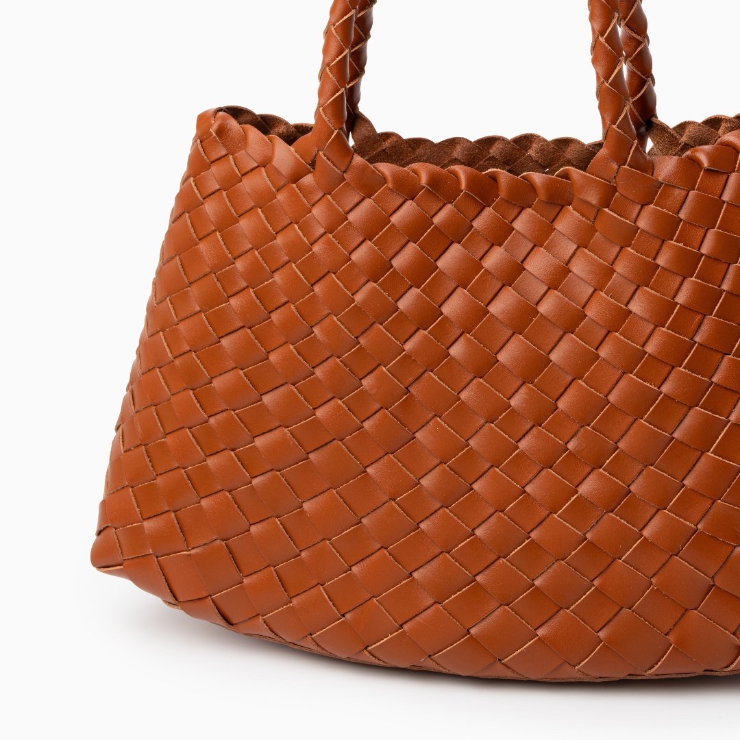 Vera | Woven Women's Handbag Made of Genuine Leather with Double Handles – Large Everyday Bag