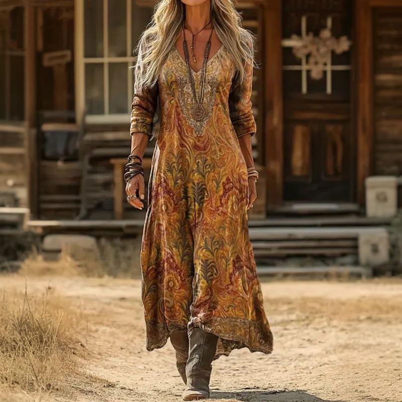 Isabeau | Long Sleeve Printed Casual Dress