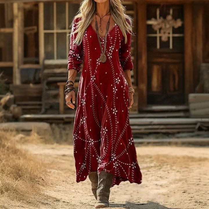 Amelie | Red Long Sleeve Casual Dress