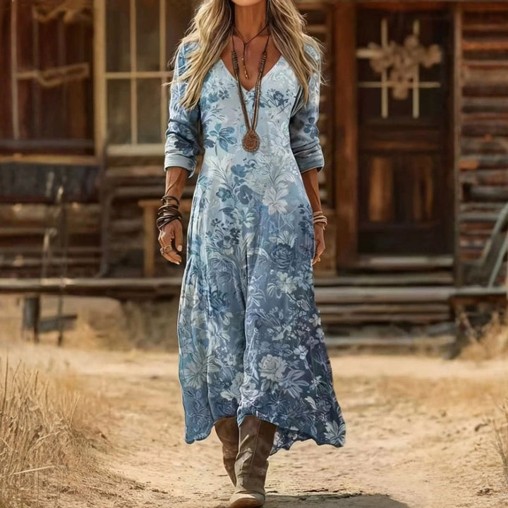 Heloise | Blue Long Sleeve Casual Dress