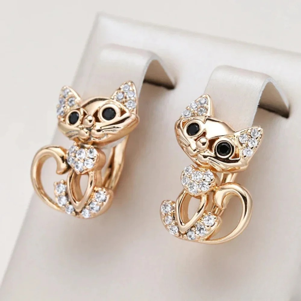 Diane | Elegant Zirconia Cat Earrings