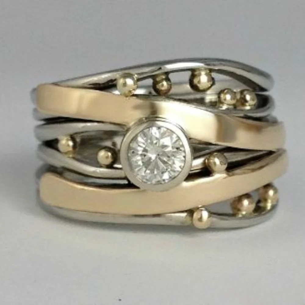Francesca | Classic Gold Inlaid Zirconia Ring