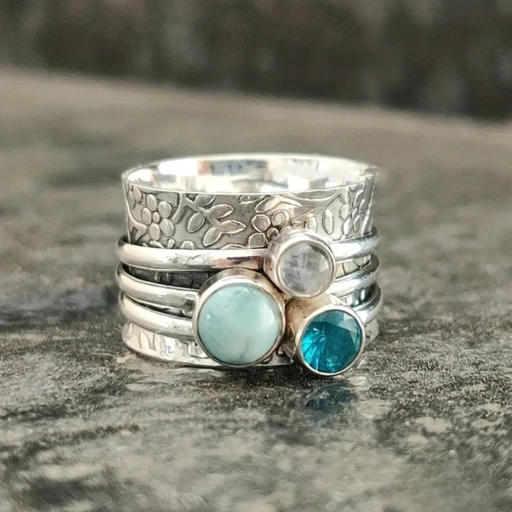 Lily | Retro Natural Blue Stone Ring