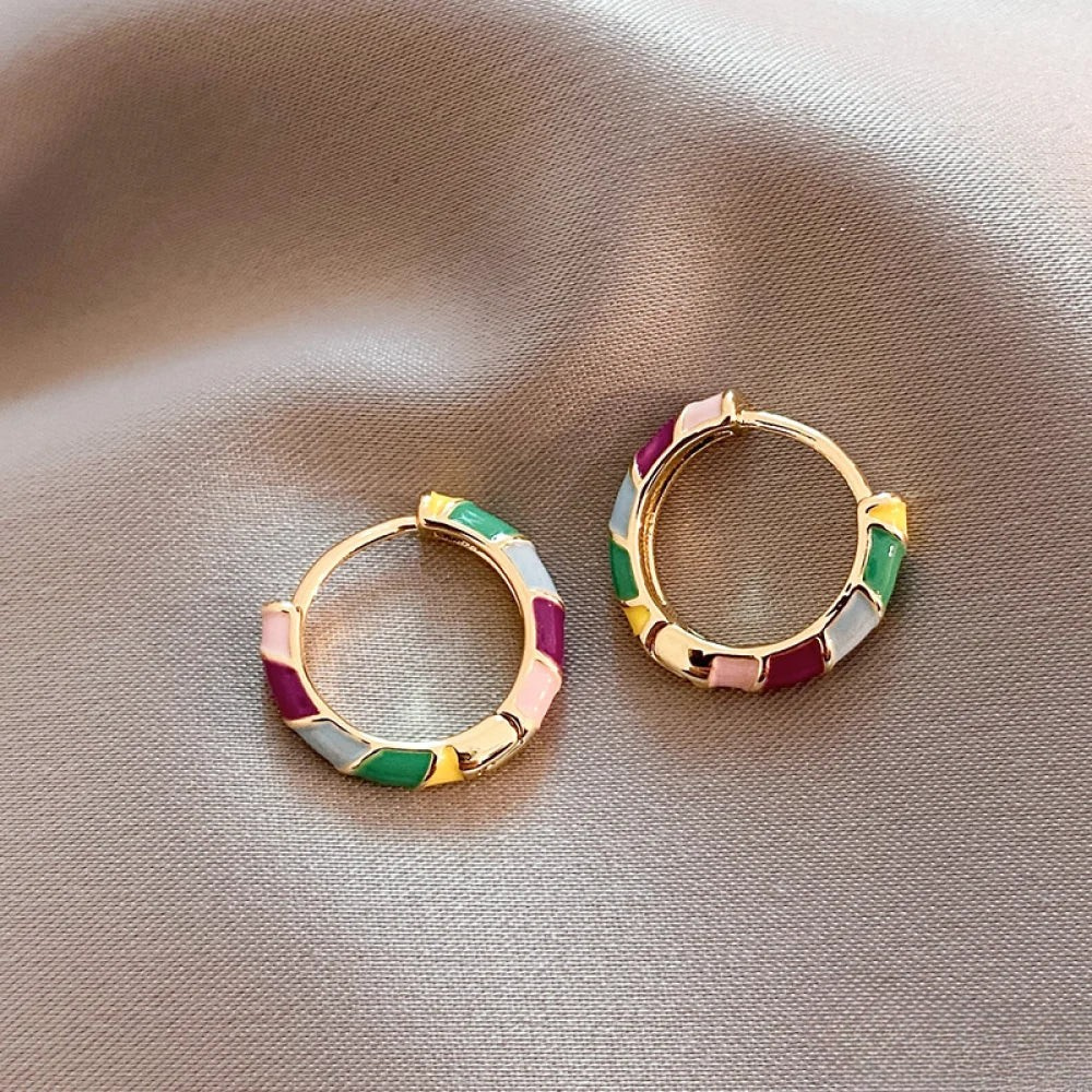 Amelia | Elegant Gold Earrings with Colorful Enamel
