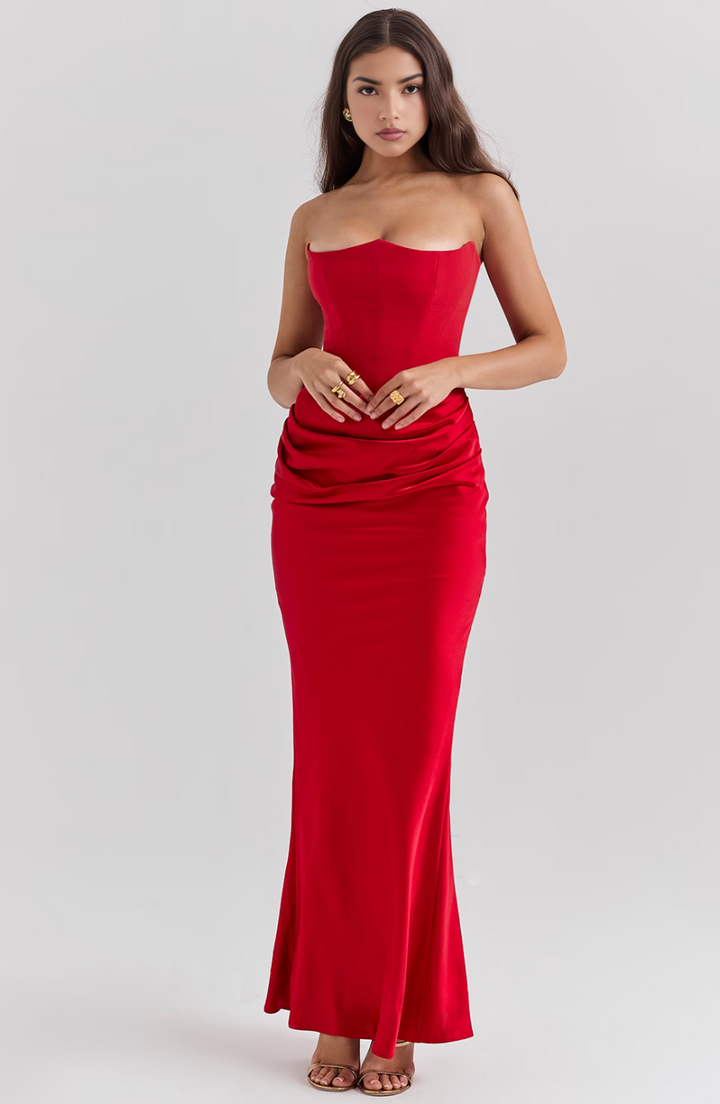 Camille™ | Women's Wedding Guest Lace Strapless Dress Evening