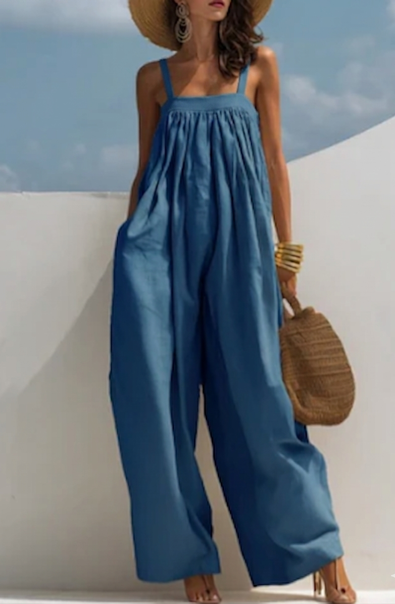 Monica | Wide Leg Denim Jumpsuit