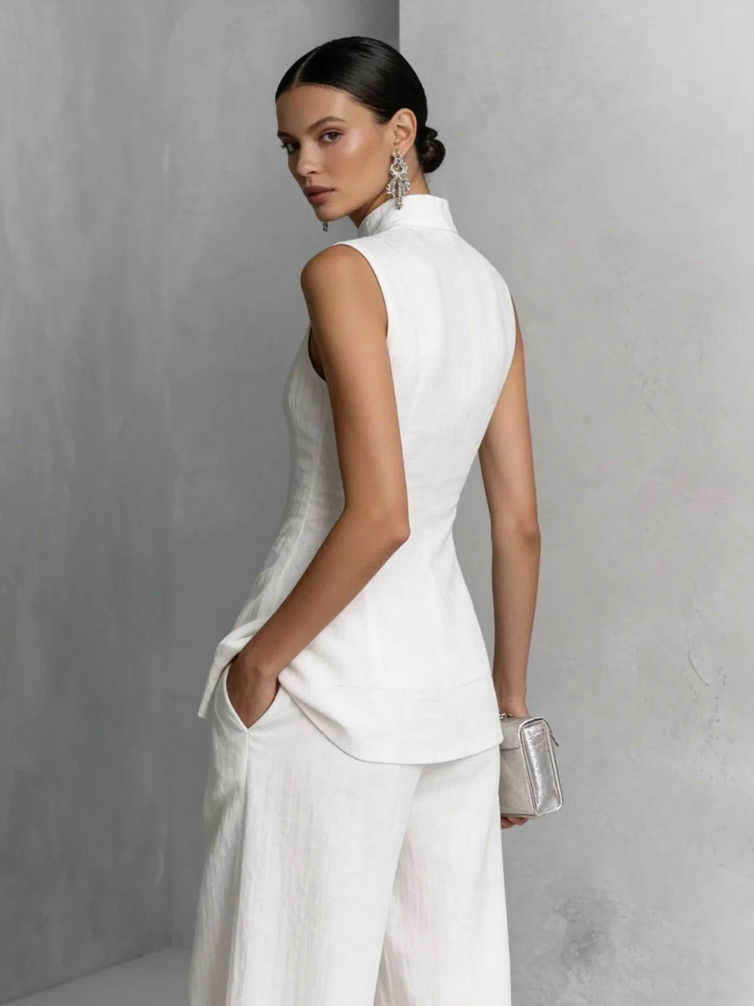 Marina | Stand-Collar Button Two-Piece Set