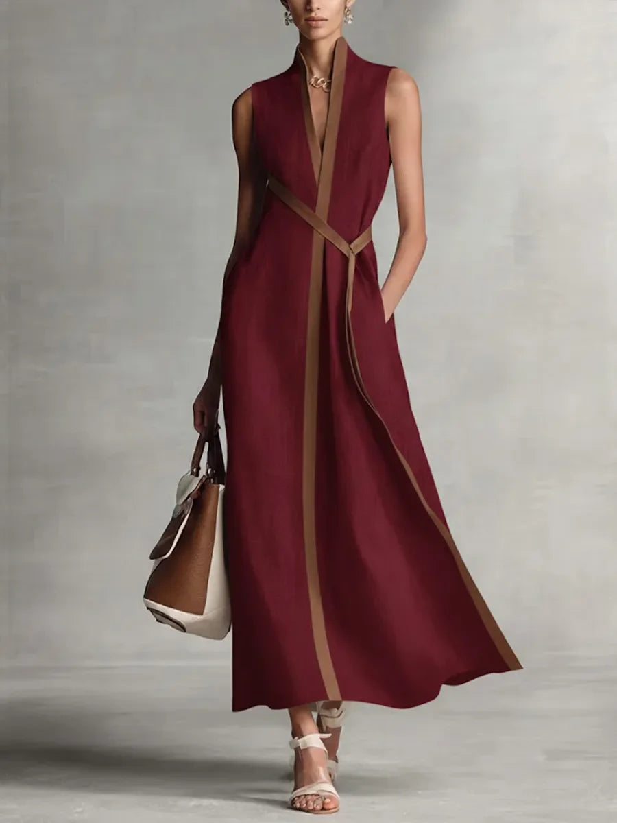 Camille | Wrap V-Neck Belted Maxi Dress