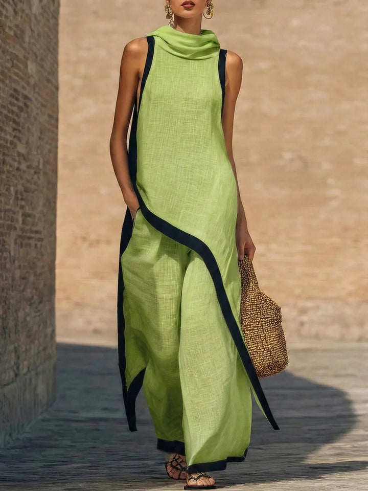 Vivienne | Contrast Trim Tunic & Wide-Leg Set