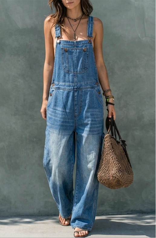 April | Denim Jumpsuit with Elastic Waist