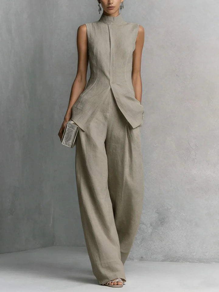 Marina | Stand-Collar Button Two-Piece Set