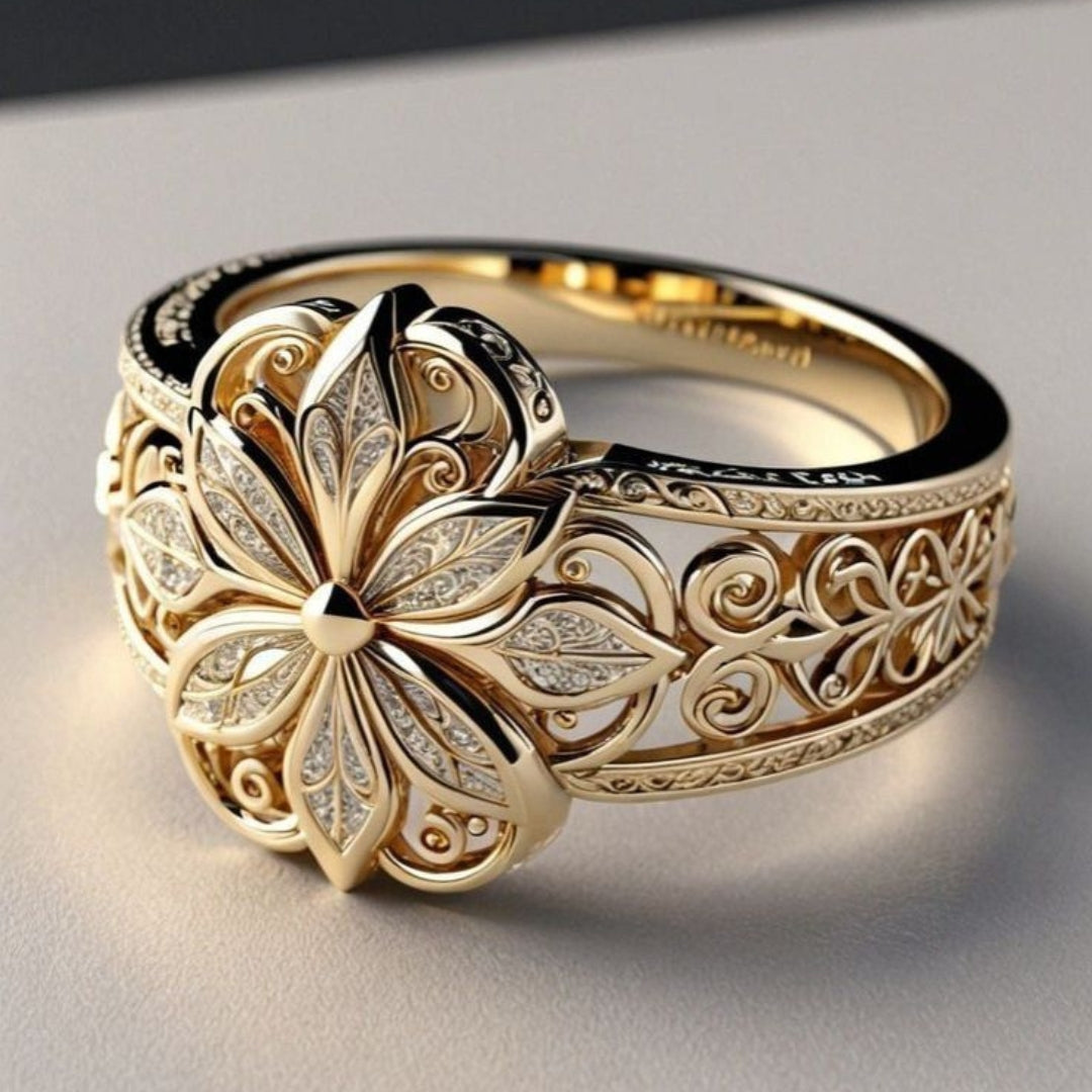 Corinne | Flower Zirconia Gold Ring